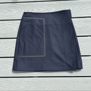 COS Short Wool Skirt Wrap Patch Pocket Navy